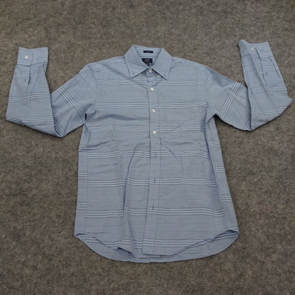 J Crew Button Up Shirt Mens Small Blue Striped Slim Fit
